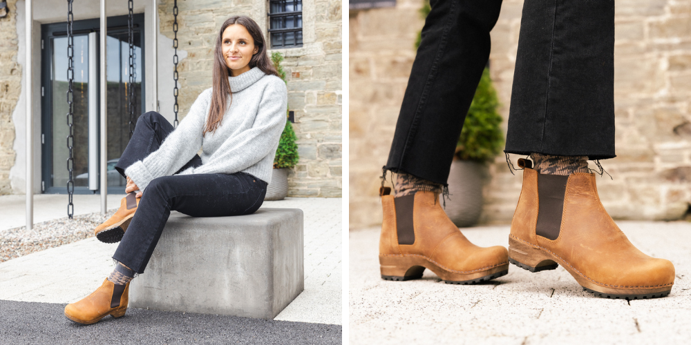 Lotta's Jo Clog Boots in Cognac Soft Oil Leather