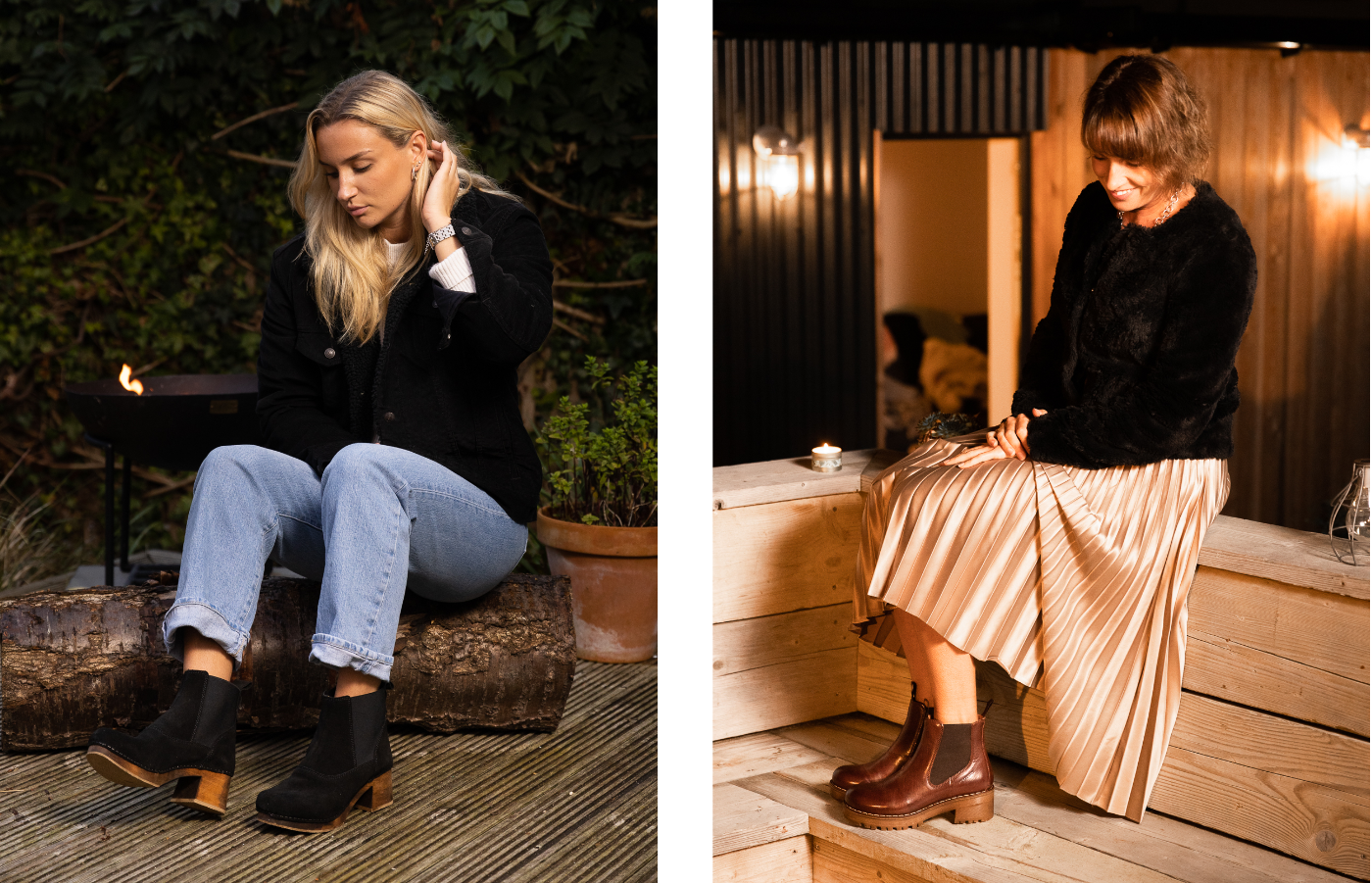 Ingrid Clog Boots for the chilly evenings and Ten points Chelsea boots dressed up for the evening