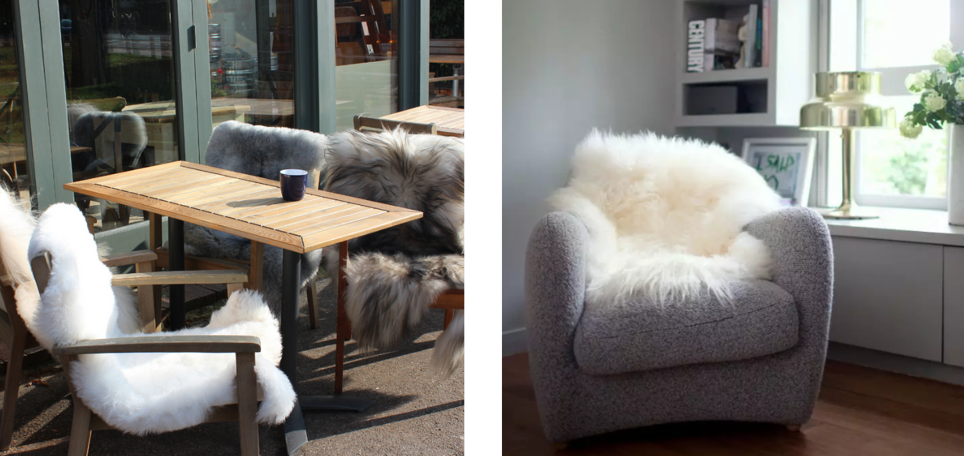 Sheepskins for outdoor living and indoor living