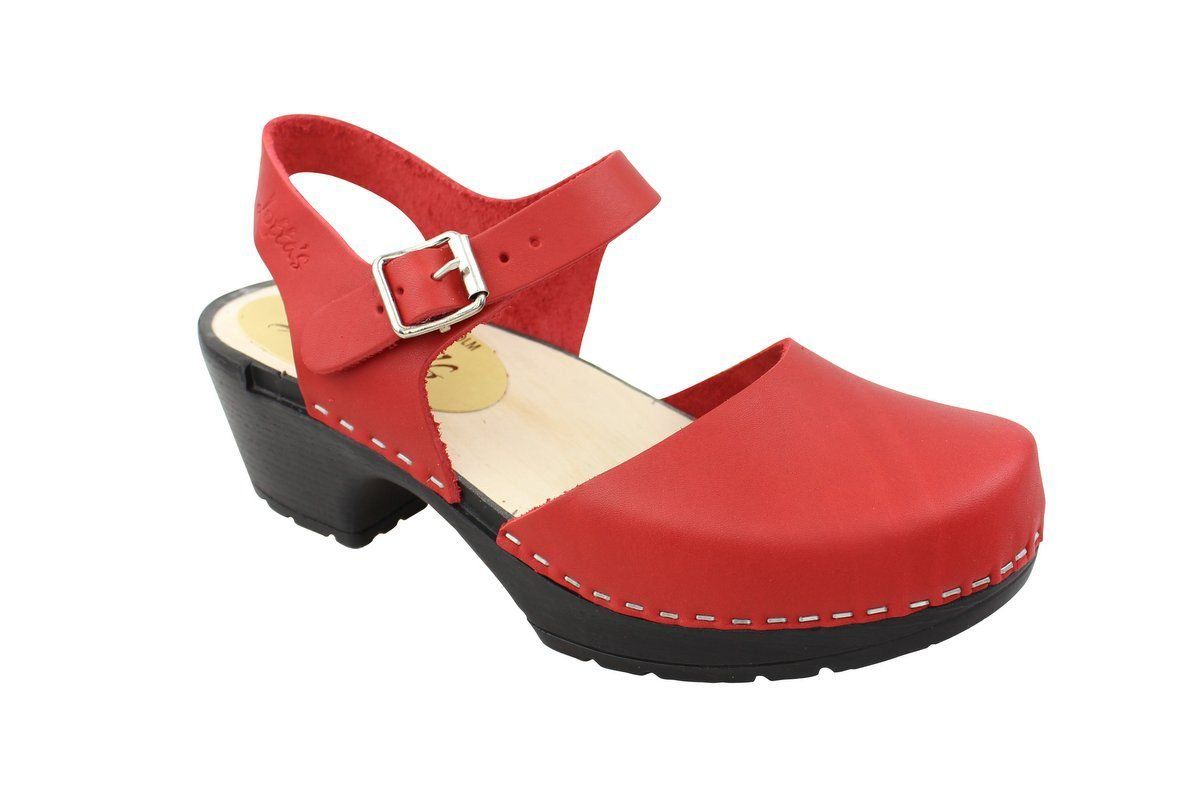 Lotta From Stockholm Soft Sole Red Täckt Mary Jane in Waxed Red Leather