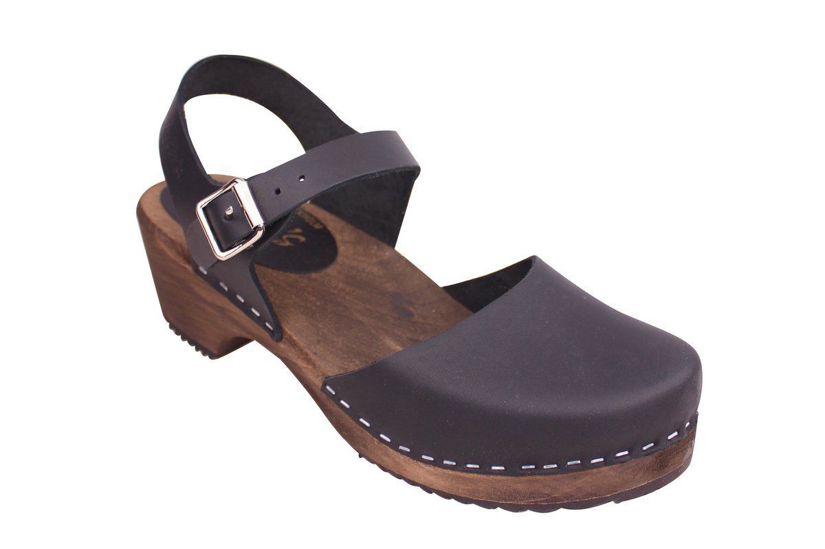 Low Wood Black Clogs Mary Janes on Brown Base | Lotta from Stockholm