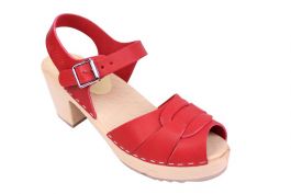 Peep Toe Red Wooden Clogs | Lotta from Stockholm