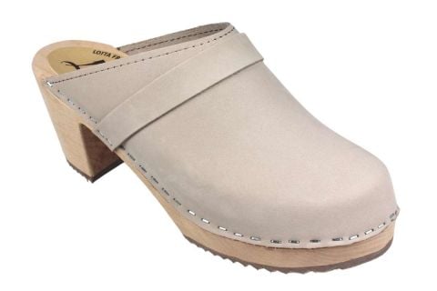 High Heel Clog in Oatmeal with a natural base by Lotta from Stockholm