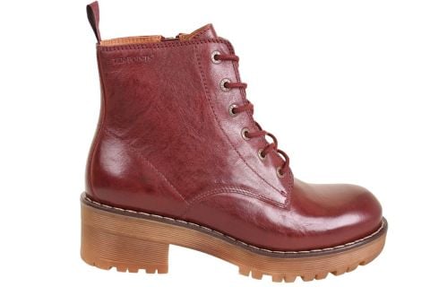 Ten Points Clarisse Lace-up Chelsea Boot in Dark Red