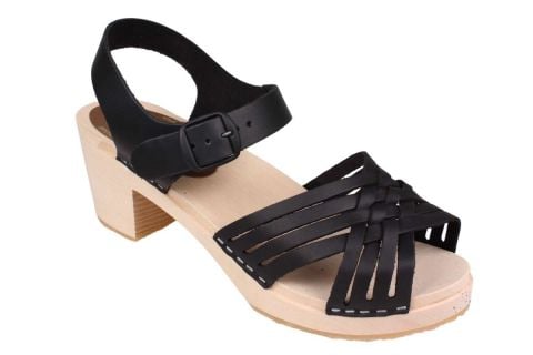 Matilda Braided Clogs in Black Oiled Nubuck Leather Seconds
