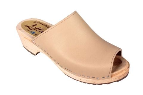 clogs shoes womens mules in Palomino Leather with a natural wooden clogs base. Berit by Lotta from Stockholm