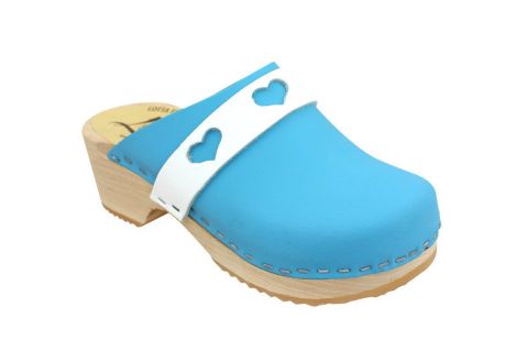 Little Lotta's Kids Clogs in Blue and White Heart