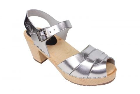 Lotta From Stockholm Silver Peep Toe Clog