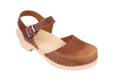 Lotta From Stockholm Low Wood Clogs in Brown Oiled Nubuck