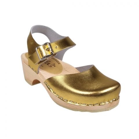 Gold Clogs, Little Lotta's Low Wood Gold Clogs by Lotta from Stockholm