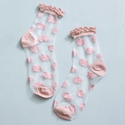 Cutie Pop Pink Rose Sheer Socks X 2 