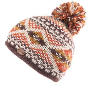 Kusan Cable Turn up Bobble Hat in Caramel
