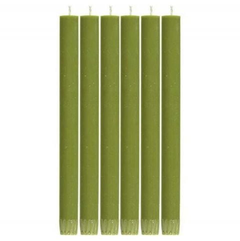 British Colour Standard Olive Eco Dinner Candles, 6 Per Pack