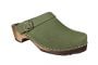 Classic Green Oiled Nubuck Clogs with strap on Brown Base Seconds