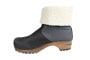 Lotta's Maje Clog Boot with Fur in Black Oiled Leather
