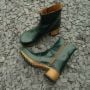 Clog Boots in Green Croco. Lotta Britt Clog Boots with wooden clogs base and rubber sole, Zip closure by Lotta from Stockholm