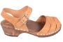 Low Peep Toe Stud Clogs Brown Oiled Nubuck Leather on Brown Base Seconds