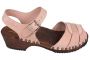 Low Peep Toe Stud Clogs Dusty Pink Suede on Brown Base Seconds