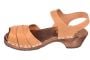 Low Peep Toe Stud Clogs Brown Oiled Nubuck Leather on Brown Base