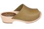 Berit Low Open Clog in Olive Oiled Nubuck Leather