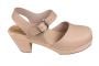 Womens clogs Nude Highwood on wooden clogs base by Lotta from Stockholm