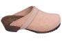 Classic Dusty Pink Suede Clogs on Brown Base Seconds