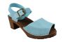 Alicia High Heel Open in Blue Stain Resistant Nubuck on Brown Base Seconds