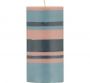 British Colour Standard 15 cm x 7.5 Tall Striped Rose Pink, Indigo Blue and Pompadour Pillar Candle 