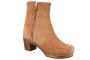 Britt Clog Boots in Camel Coloured Suede with wooden clogs base and zip closure by Lotta from Stockholm