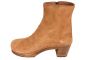Britt Clog Boots in Camel Coloured Suede with wooden clogs base and zip closure by Lotta from Stockholm