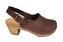 Eva Sling Chocolate Brown Nubuck Clogs