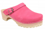 Classic Pink Oiled Nubuck Women's clogs with a wooden base and tractor sole by Lotta from Stockholm