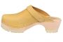 Classic Yellow Oiled Nubuck Women's clogs with a wooden base and tractor sole by Lotta from Stockholm