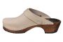 Classic Oatmeal Oiled Nubuck Clogs with Strap on Brown Base