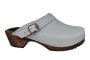 Classic Sea Grey Oiled Nubuck Clogs with Strap on Brown Base