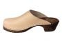 clogs shoes womens clogs in Palomino Leather with wooden brown clogs sole