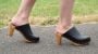 Sanita high heel slip on clog black Seconds