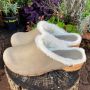 Sanita Hese Wooden Clog with shearling fur in Yak Nubuck Leather Taupe Seconds