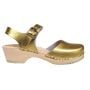 Gold Clogs with natural wooden clogs base by Lotta from Stockholm