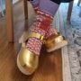 Gold Clogs with natural wooden clogs base by Lotta from Stockholm