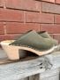 High Heel Classic Clogs Olive Oiled Nubuck Leather