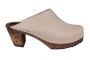  High Heel Classic Oatmeal Oiled Nubuck Clogs on Brown Base Seconds