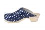 Torpatoffeln Classic Clog in Blue Leather with White Spots Rev Side