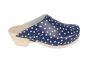 Torpatoffeln Classic Clog in Blue Leather with White Spots Side 2