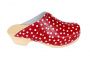 Torpatoffeln Classic Clog in Red Leather with White Spots Side 2