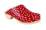 Torpatoffeln Classic Clog in Red Leather with White Spots Main