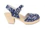 Peep Toe Clogs Blue with White Dots Side Seconds