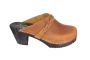 High Heel Classic Clog Brown Oiled Nubuck with Black Sole Side 2
