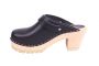 Lotta From Stockhom High Clog WIth Tractor Heel and Moveable strap in Black Leather rev side