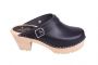 Lotta From Stockhom High Clog WIth Tractor Heel and Moveable strap in Black Leather side 2